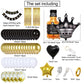 Msmancy Black And Gold Birthday Decorations For Women Men 53Pcs With Happy Birthday Banner Curtains Bottle Crown Heart Star Led