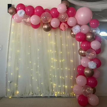 Kepmov Pink Balloon Arch Kit, 100Pcs Hot Pink Maca Pink Balloons, Different Sizes For Wedding, Birthday, Baby Shower, Princess Theme Party Decorations