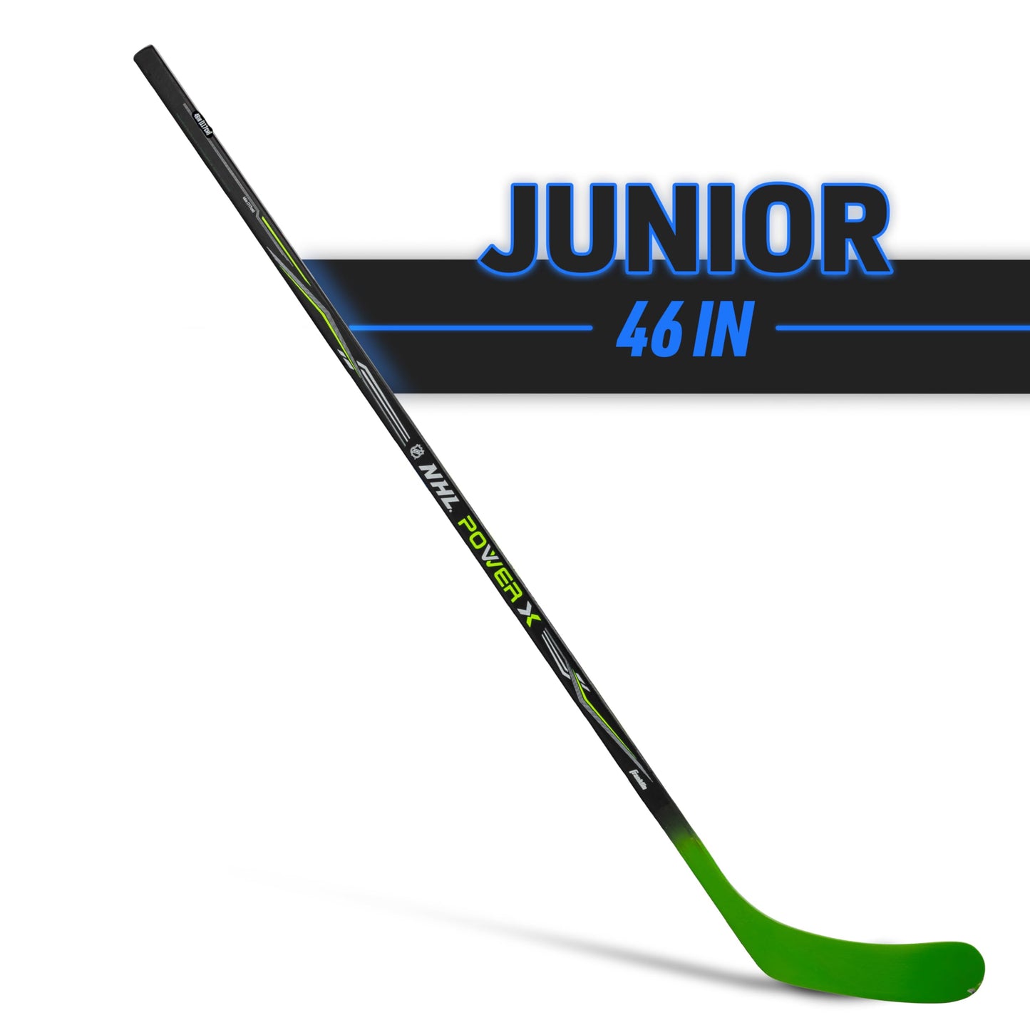 Franklin Sports Street Hockey Sticks - Power X Youth Street Hockey Stick - Wood and Fiberglass Shaft - ABS cutting edge - One Piece Stick - 46 Right Handed