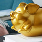Haucoze Piggy Bank Coin Bank Pig Statue Gifts Modern Arts Figurine Polyresin Gold 8.3Inch