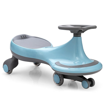 GLACER Wiggle Car  Just Twist Swing Car with Flashy PU Wheels  No Battery  Gears or Pedals Wiggle Bike  Easy to Ride  Indoor Outdoor Ride on Toy Gift for Boys & Girls Aged 3 Years Old and up (Blue)