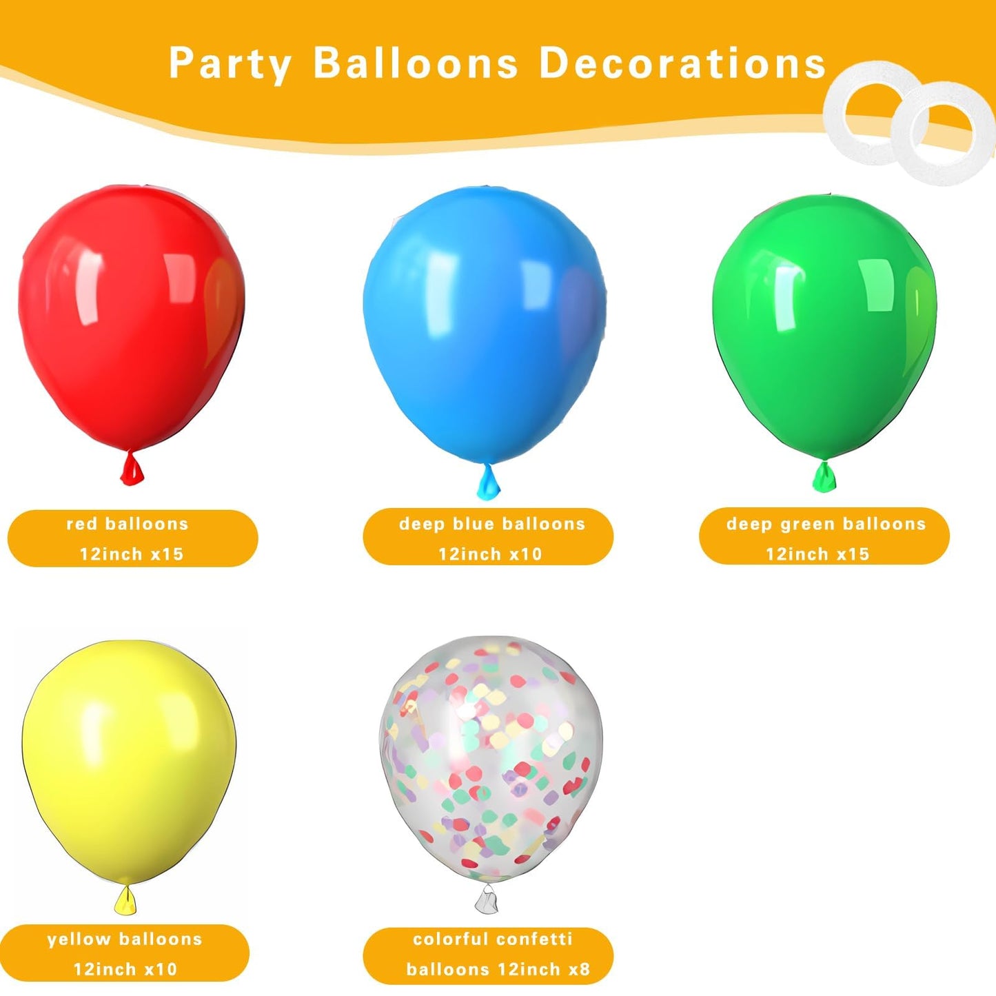Red Yellow Blue Balloons, 60 Packs 12Inch Red Blue Green Balloons Matte Blue Yellow Red Green Latex Balloons Rainbow Colourful C
