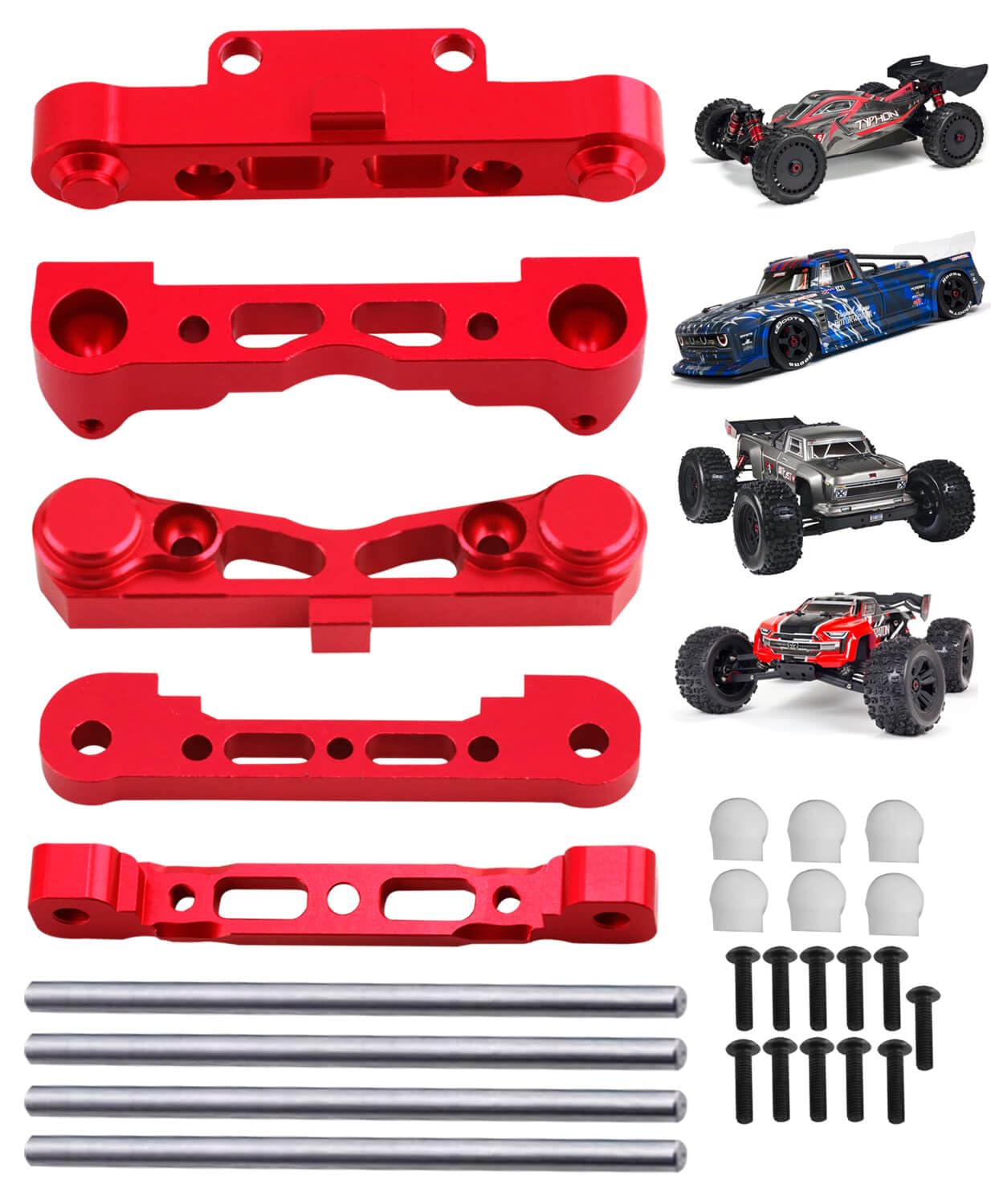 RCMYou Alloy Arm Suspension Mount Upgrades Part for Arrma 1/8 kraton 6s,Outcast 6s,Typhon 6s / 1/7 Felony 6s,Infraction 6s,Alumi