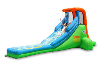 Bounceland Single Inflatable Water Slide, 18Ft L X 7Ft W X 7Ft H, Ul Strong Blower Included, Water Spray, Extra Long Fun Slide, Splash Pool, Outdoor Fun For Kids