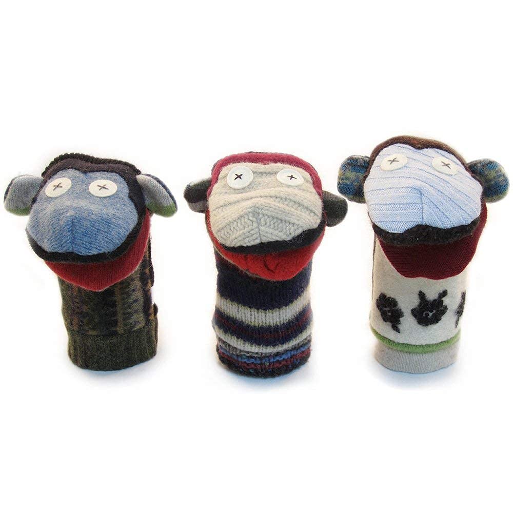 Cate & Levi - Hand Puppet - enhanced Reclaimed Wool - Handmade in Canada - Machine Washable (Monkey)