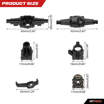 RCAWD Alloy FCX24 Portal Axles Case Set for FMS 1/24 FCX24 Portal Axle Upgrade Parts