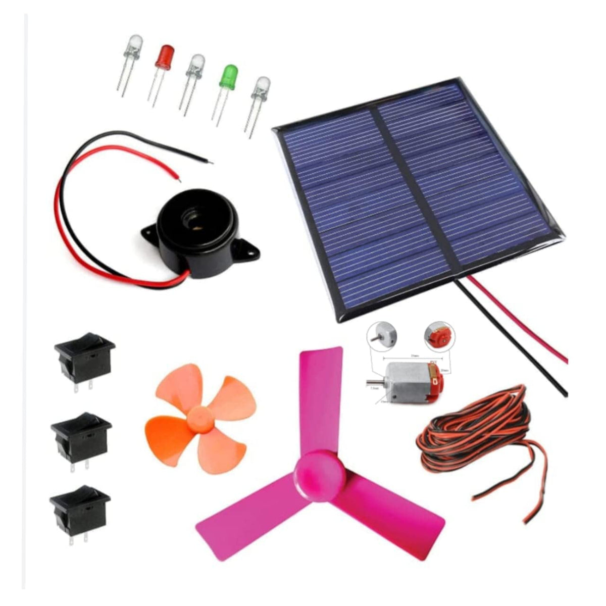 Vitszee Solar Educational Diy Kit | Project Experiment Kit, SchoolCollege Experiment (Solar Plate, Switch, Fan, Toy Motor, Led,