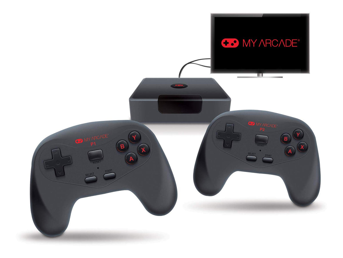 My Arcade Gamestation Wireless  Plug And Play Game Console  2 Wireless Controllers  300 Retro Style Games  Battery Or Usb Po