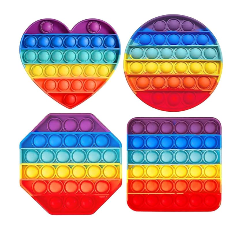 Money Maya Pop It Fidget Toy Pack Of 4 For Kids & Adults, Silicone Sensory Push Bubble Stress Relief Squeeze Toy, Random Color S