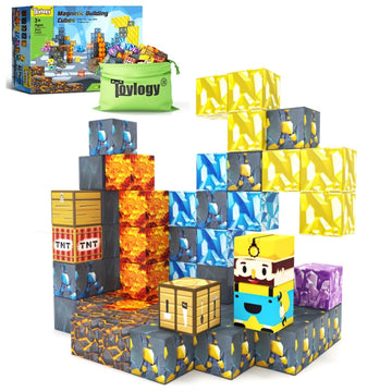 Magnetic Blocks-Build Mine Magnet World Pickaxe Edition Mine Pickaxe Caverns Kids Games Toddler Toys Magnetic Tiles For Boys & Girls Age 3-4 4-5 6-8, Sensory Outdoor Toys For Kids For 3+