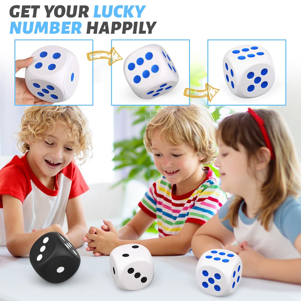 Giant 3 Inch Foam Fidget Dice - Stress Relief Squeeze Squishy Game Dice, Perfect for Family Fun, Classroom Activities, and Party