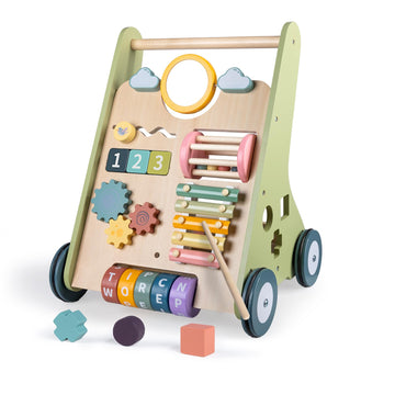 Wooden Baby Walker With Wheels, Baby Walker For Boys 6-12 Months Push Toy, Montessori Walking Toys For 1 Year Old Activity Center