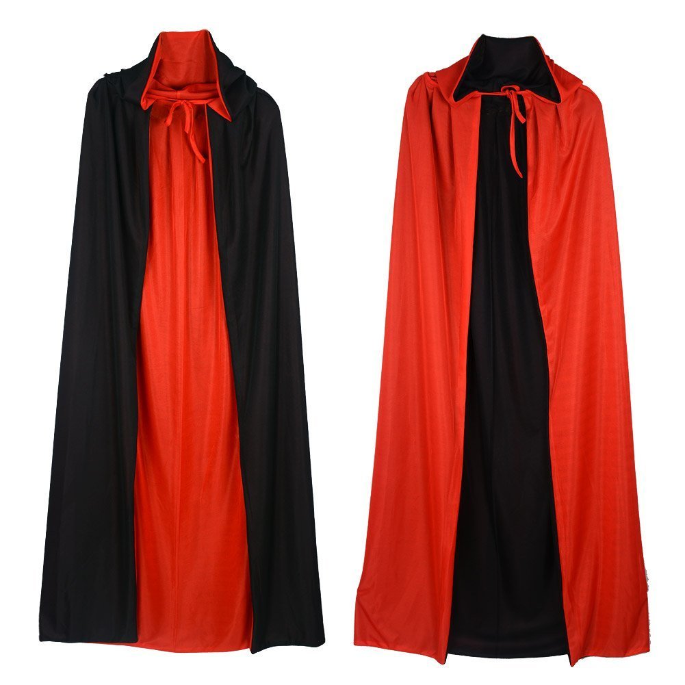 Gardeningwill Double Face 35' Red Black Hooded Cloak Goth Vampire Priate Cape Kids Children Costume