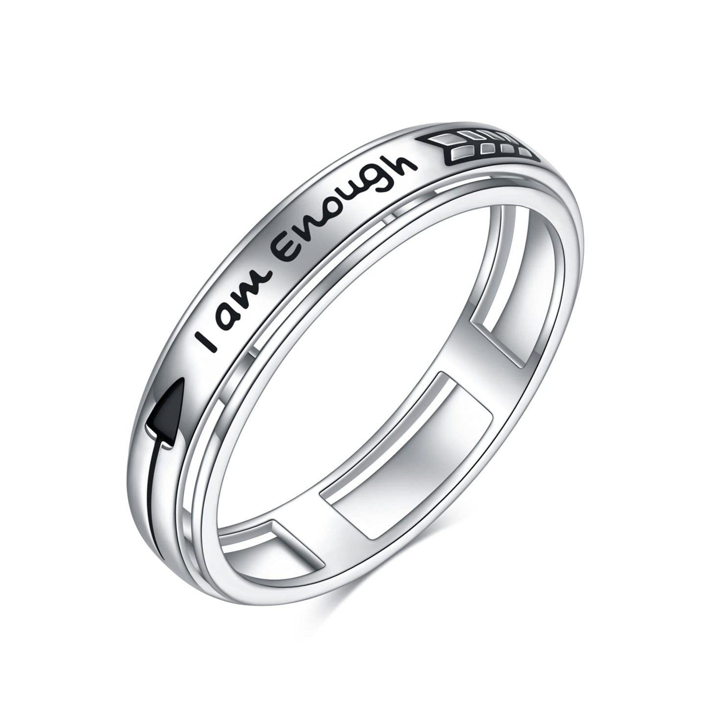Onefinity Spinner Anxiety Ring Sterling Silver Fidget Ring For Anxiety I Am Enough Inspirational Stress Relief Rings For Women M