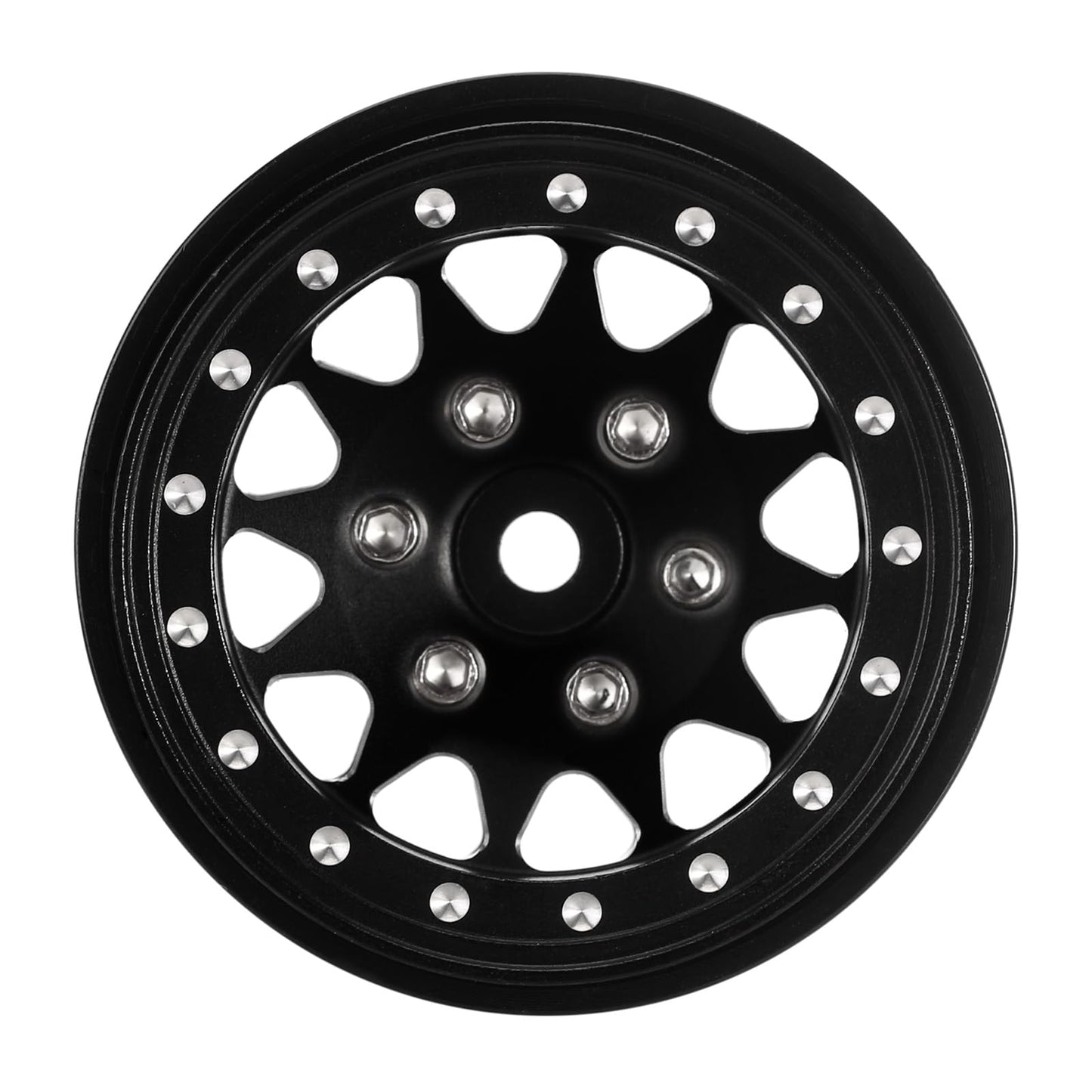 INJORA 1.3 Beadlock Wheel Rims - Aluminium Wheel Rims 23g -3.75mm for SCX24 TRX4M Upgrade 1/24 1/18 RC Crawler Car (Black)