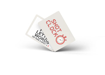 LewisRenee Shot Clock - Black Owned Urban Trivia Drinking Game - Medium Size - Red Paper Cards for Adults Party Shots
