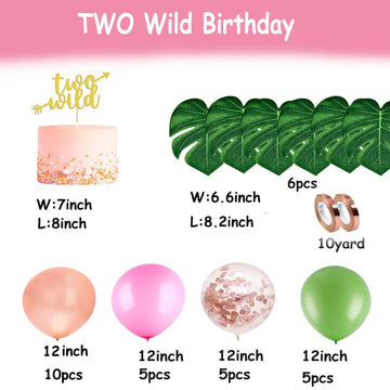 Two Wild Birthday Party Decorations, Jungle Themed Secend Girl Birthday Party Supplies Set Cute Animals Head Balloons And Two Wi