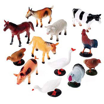 U.S. Toy Farm Animals Set - 12 Multi-Colored Plush Toys, One Size Fits Most, Model UST2386