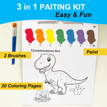 ALNETI Watercolor Painting Books for Toddlers - Dinosaur Arts & Crafts Kit, Large Art Paper, Ages 3-7, Perfect Dino Gifts