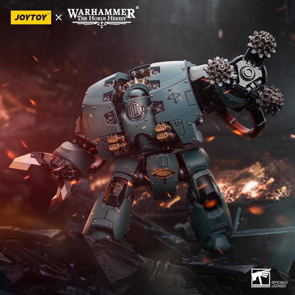 JOYTOY 1/18 Action Figure Mecha Warhammer 40k Sons of Horus Leviathan Dreadnought with Siege Drills 11.25inch Collectible Figuri