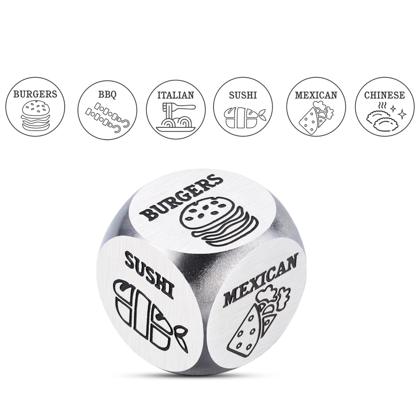 Valentines Gifts for Boyfriend Anniversary Steel Gift for Couples Food Date Night Decision Dice for Boyfriend Girlfriend Him Her