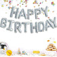 Toniful Laser Silver Happy Birthday Balloon Banner 16 Inch Mylar Foil Letters Birthday Sign Bunting Reusable For Girls Boys Kids