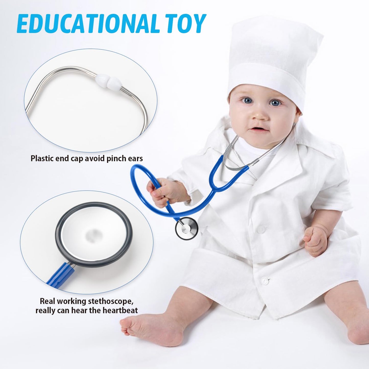 Erdogly Kids Doctor Costume, Lab Coat For Kids With Working Stethoscope, Toddler Doctor Costume Scientist Outfit, Halloween, Car