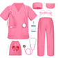 BIBUTY Doctor Costume for Kids Scrubs for Girls Boys, Pretend Play & Dress Up Clothes for Kids, Halloween Costumes for Girls Doc