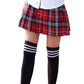 Women`S Japan School A-Line Kilt Plaid Pleated Summer Skirts (L,Red Blue)