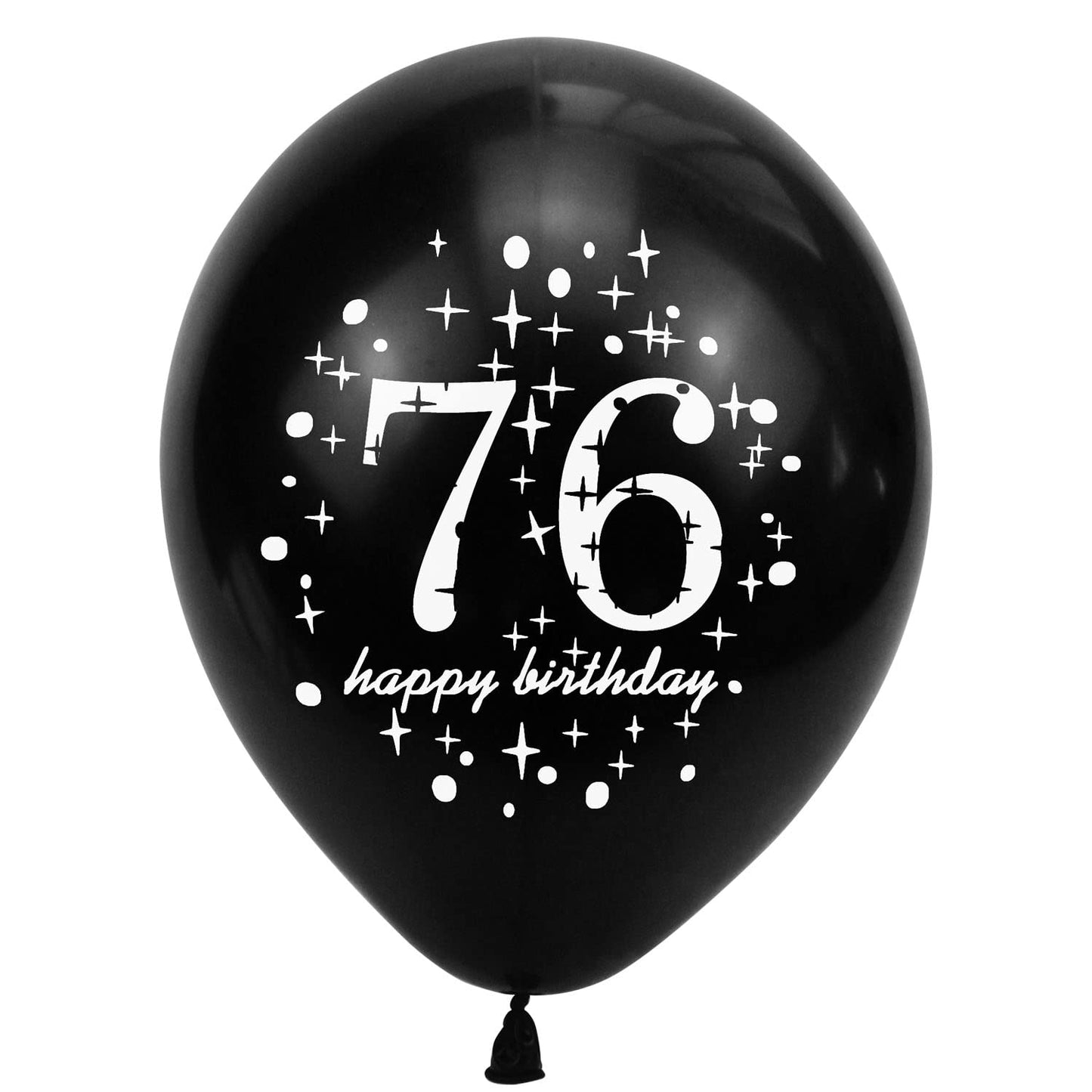 SHUNTAI 76th Birthday Balloons, Black and Gold Latex Confetti, 12 inch, 15 Pack, Model SHUNTAI-001, 76 Year Old Theme Party Supplies