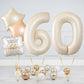 40 Inch Cream White 5 Balloon Numbers, Large Number 5 Balloon Foil Helium Number Balloons, Big 5 Mylar Birthday Balloons For Boy