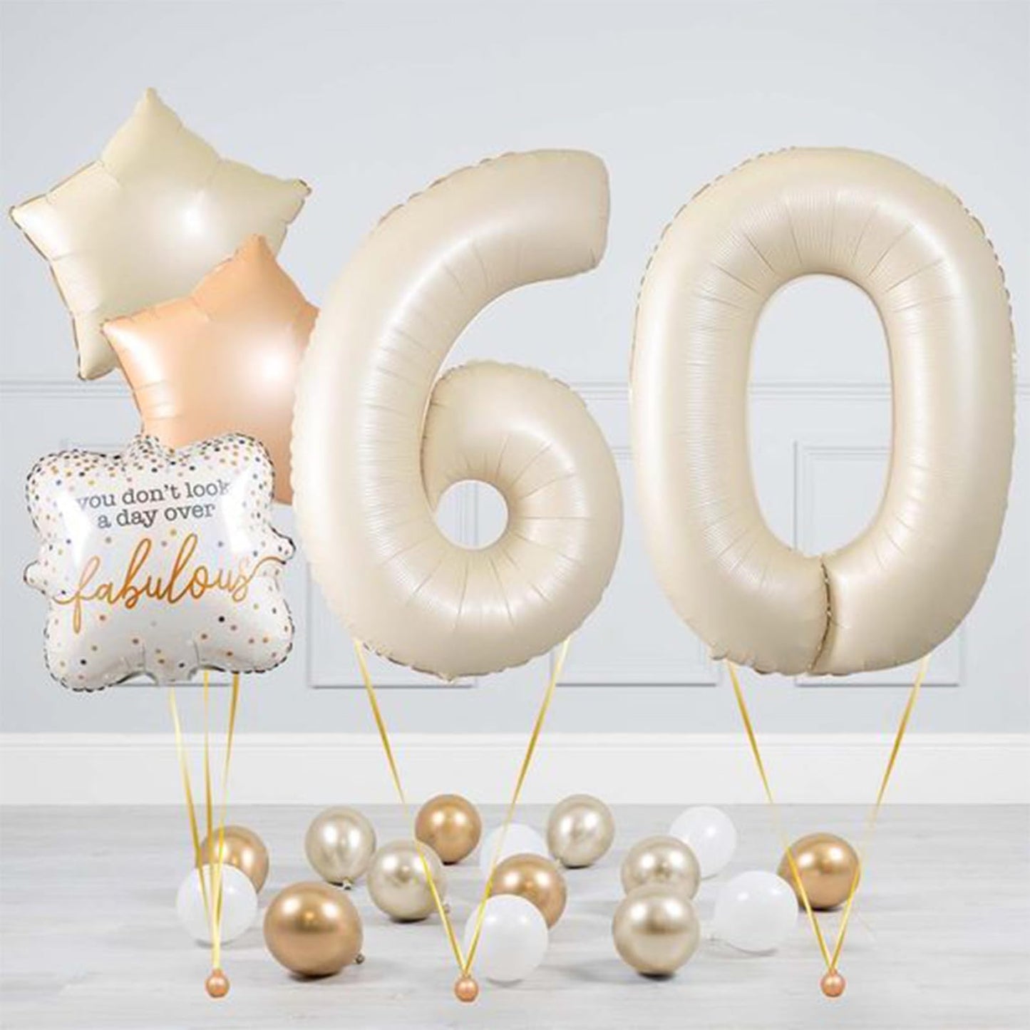 40 Inch Cream White 5 Balloon Numbers, Large Number 5 Balloon Foil Helium Number Balloons, Big 5 Mylar Birthday Balloons For Boy