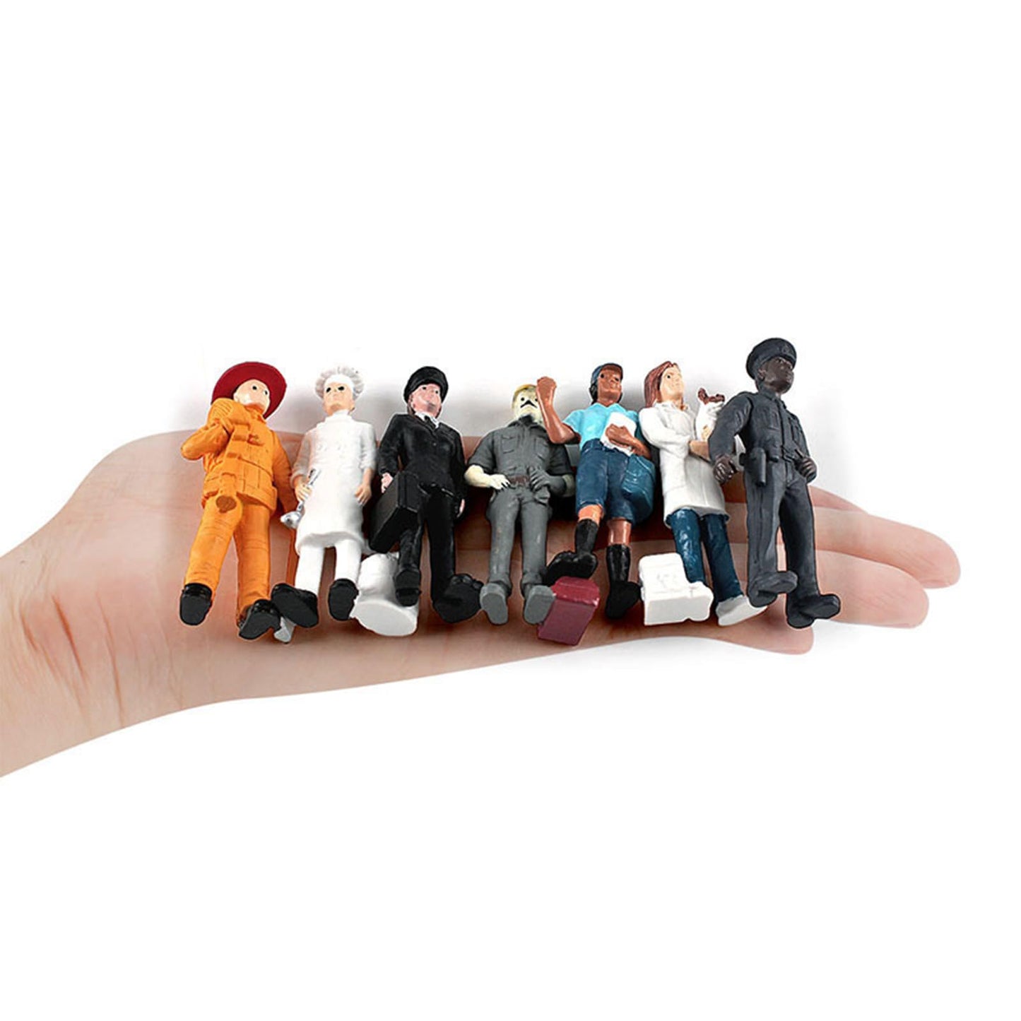 Onest 9 Pieces Little People Figurines Hand Painted People Action Figures Toys Realistic Detailed Policeman Pilot Fireman Mailman Chef Figurine Model Toys For Kids Toddlers