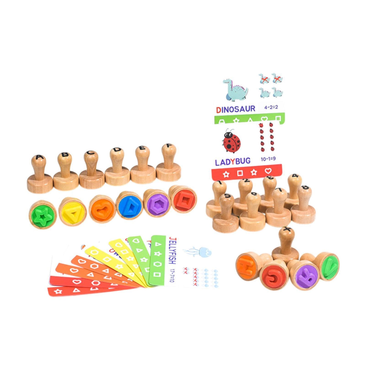 ECOMISTIQ Wooden Alphabet Number Stamp Stampers for Boys Girls 3 4 5 Year Old Toddlers| Other Educational Toys| |Toys & Hobbies
