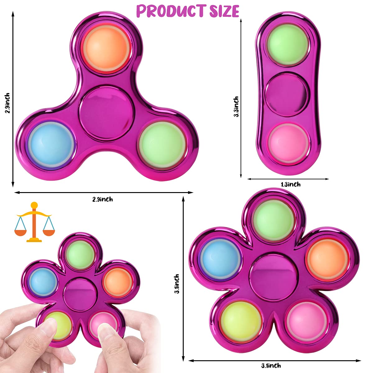 Jawhock 3 Pack Pop Fidget Spinner  Ideal Decompression Fidget Toys mature-themed Fidget Spinner for Relief  Goodie Bag Stuffers Return Gifts Birthday Party Favors Classroom Carnival Prize for Kids Boys Girls