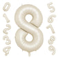 40 Inch Cream Number 8 Balloon, Beige Large 8Th Birthday Balloons, Digital 8 Cream White Giant 8 Foil Balloon Helium For Boys Gi