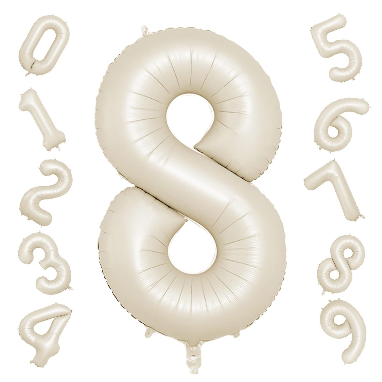 40 Inch Cream Number 8 Balloon, Beige Large 8Th Birthday Balloons, Digital 8 Cream White Giant 8 Foil Balloon Helium For Boys Gi