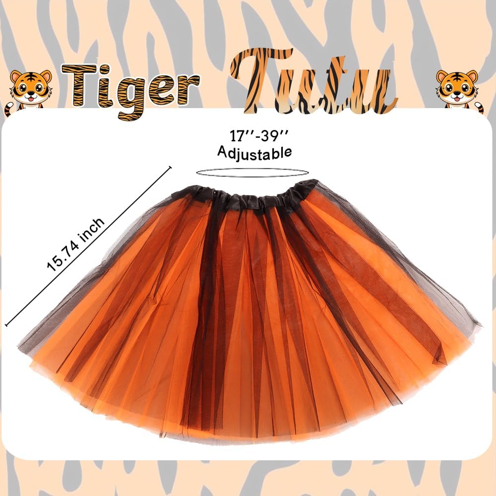 Luxtacular Tiger Costume Set Tiger Accessories Ears Headband Nose Bow Tie Tail Tutu For Women Men Cosplay Birthday Halloween Chr