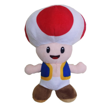 Yocosii Mushroom Red Toad Plush Standing Position, Cuddly Cartoon Game Stuffed Toy Doll 8'', Deep Red