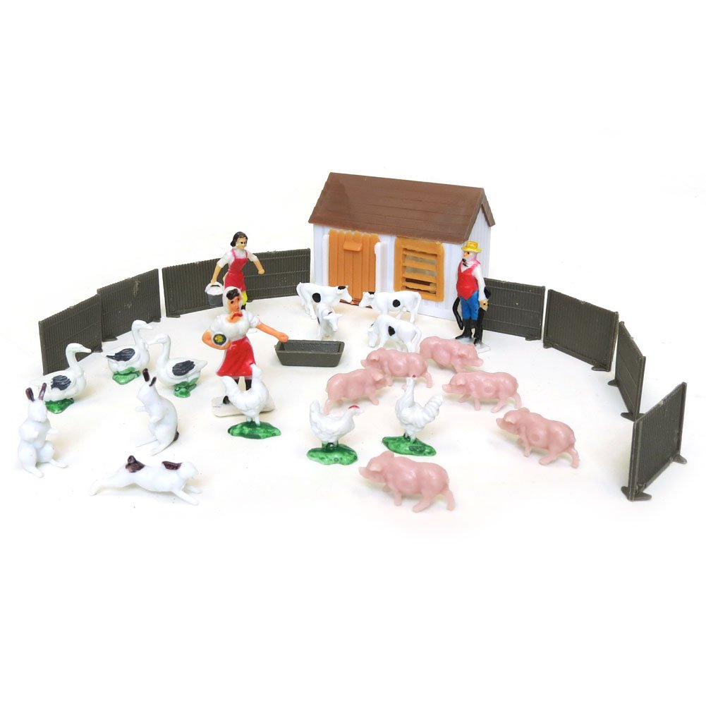 House of Marbles Teeny Tiny Mini Farm Playset - Small White Plastic Model FBA_93227