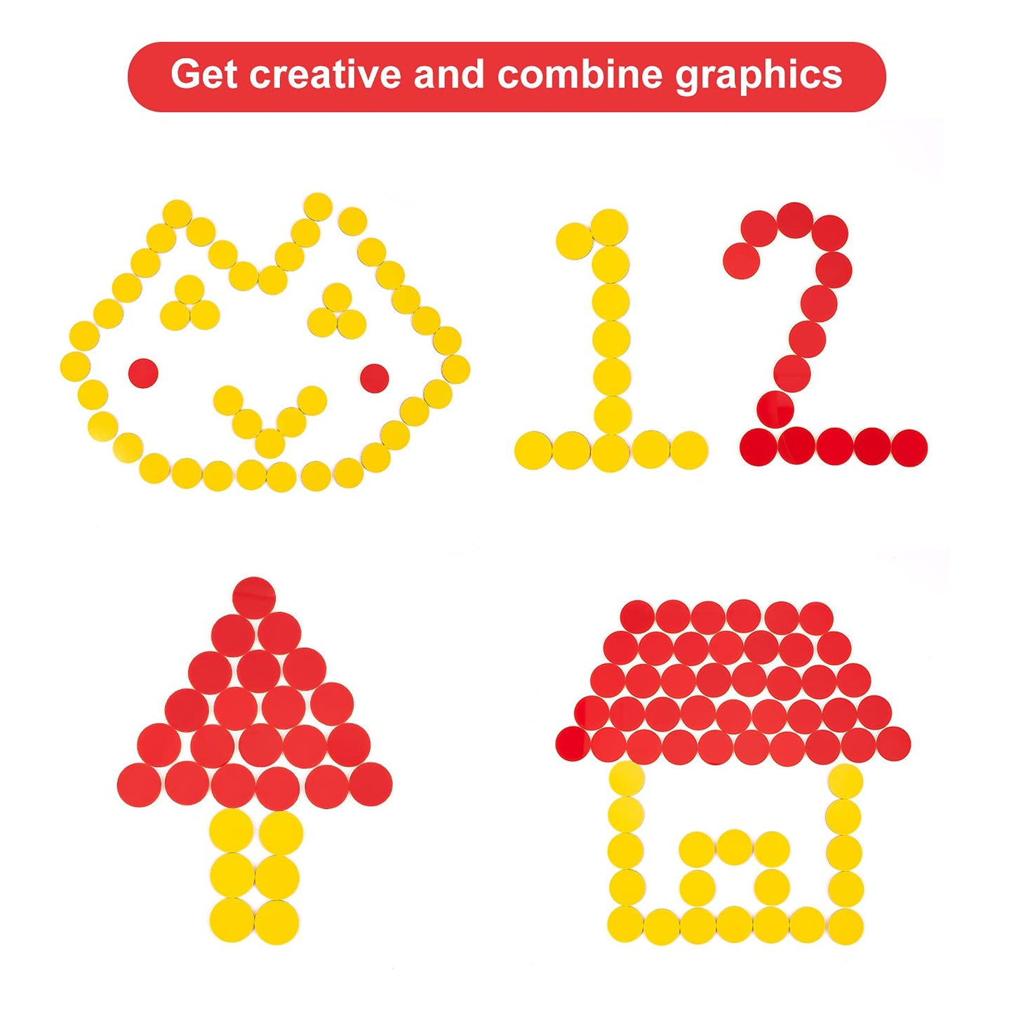 Stochastic Box Round Math Counters,Plastic Two Color Counter Yellow Red 200 Pcs, Educational Toys To Help Kids Learn