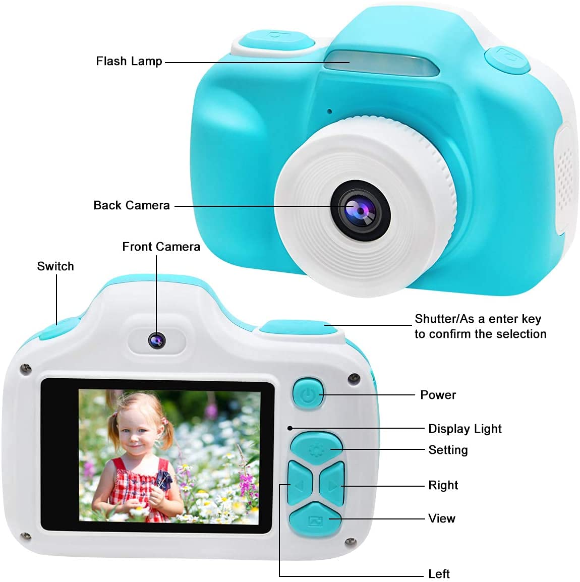 Camera With Flash For Kids Boys Age 3-9, Front Rear Dual-Lens Selfie Video Digital Camera For Preschool Children, Christmas Birt