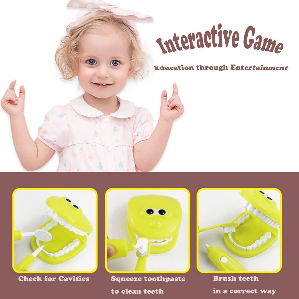 9PCS Plastic Simulation Dentist Play Set Medical Kit Pretend Toy for Kids Hygienic Habbit Cultivation Role Play Game for Childre