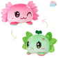 Glow Guards 4'' The Double-Sided Reversible Axolotl Plushie - Pink + Green - Cute Sensory Fidget Stuffed Animals That Show Your