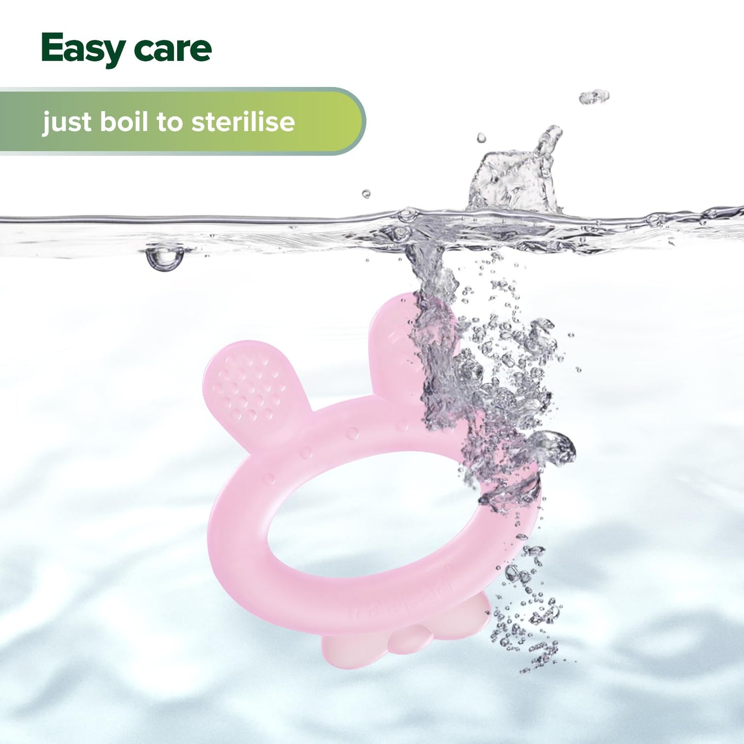 Haakaa Silicone Baby Teether - Rabbit Ear Frozen Teething Toy For Babies 3-6 Months- Cold Teething Relief - Bpa Free Silicone-Pi