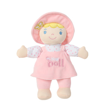 Linzy Plush Soft Plush Baby Doll Blond Hair My First Doll With Hat Safe For All Ages Mi Primera Muñeca Stuffed Plush Doll 10''