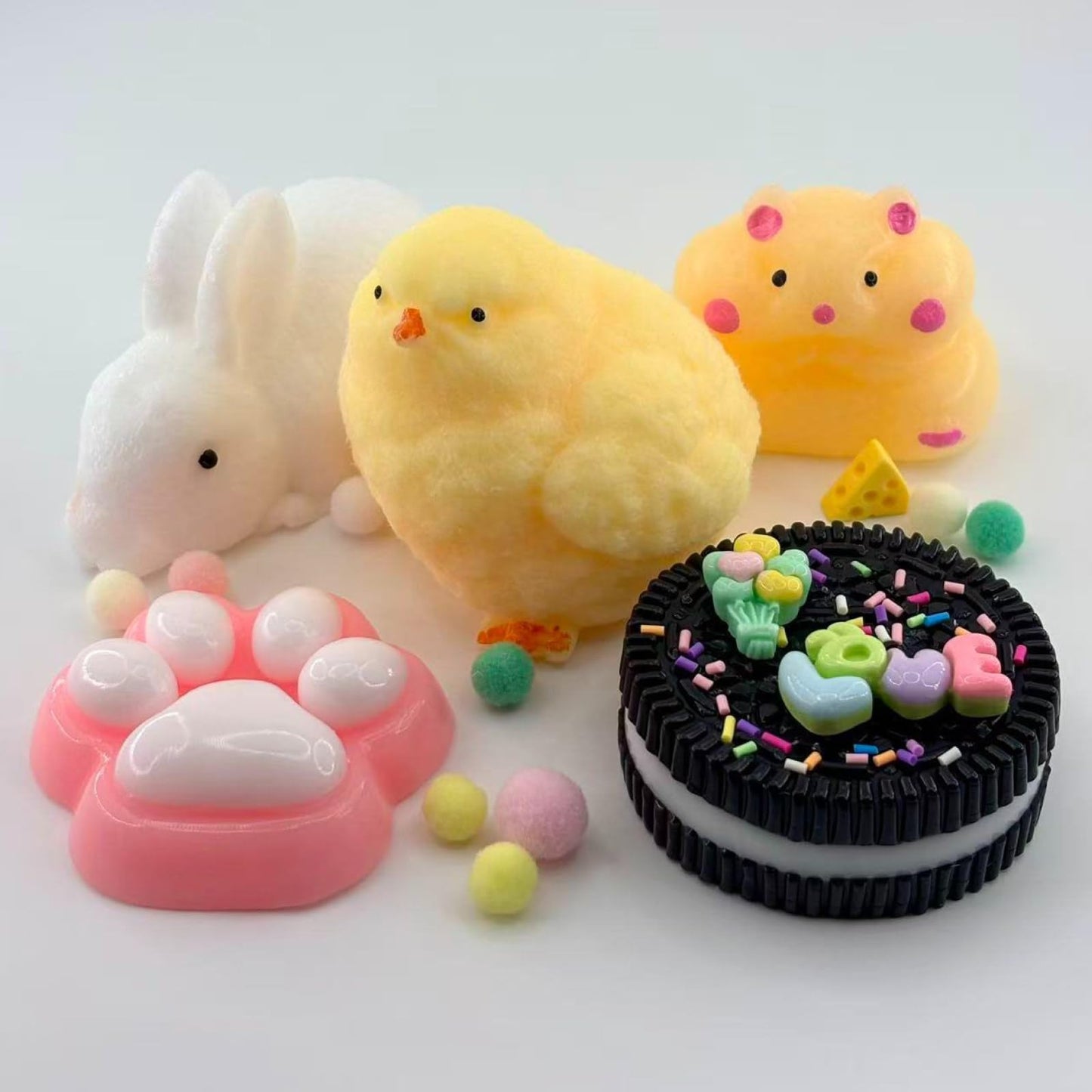 Taba Squishy Toys 5 Pack - Cute Anxiety Relaxing Stress Relief Fidget Set for Kids and Adults, Fun Sensory Toys for Party Favors