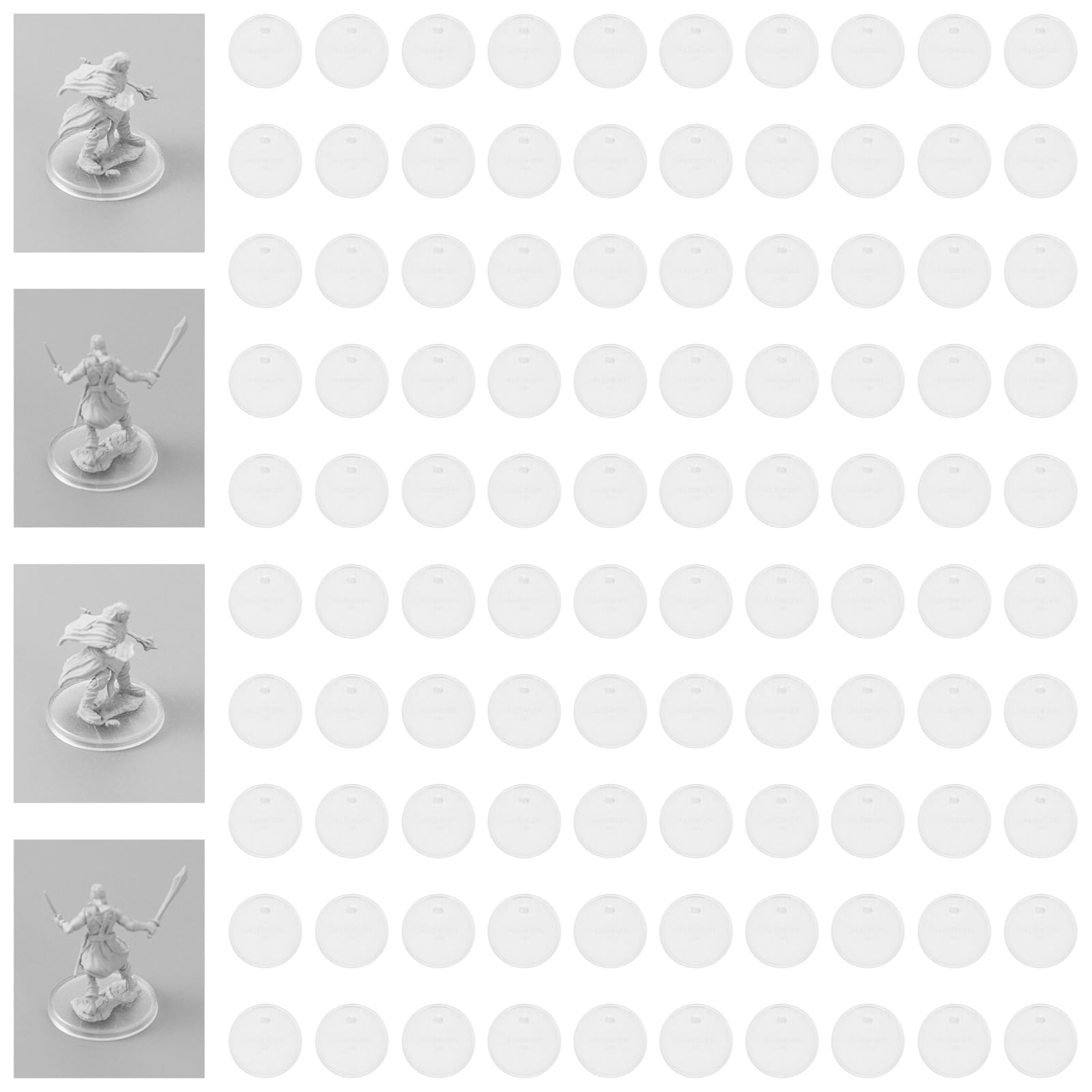 DisplayMore 100Pcs Mix Round Plastic Model Bases 32mm/1.26 inch Wide for Gaming Miniatures or Wargames Role Playing Board Game F