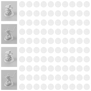 DisplayMore 100Pcs Mix Round Plastic Model Bases 32mm/1.26 inch Wide for Gaming Miniatures or Wargames Role Playing Board Game F