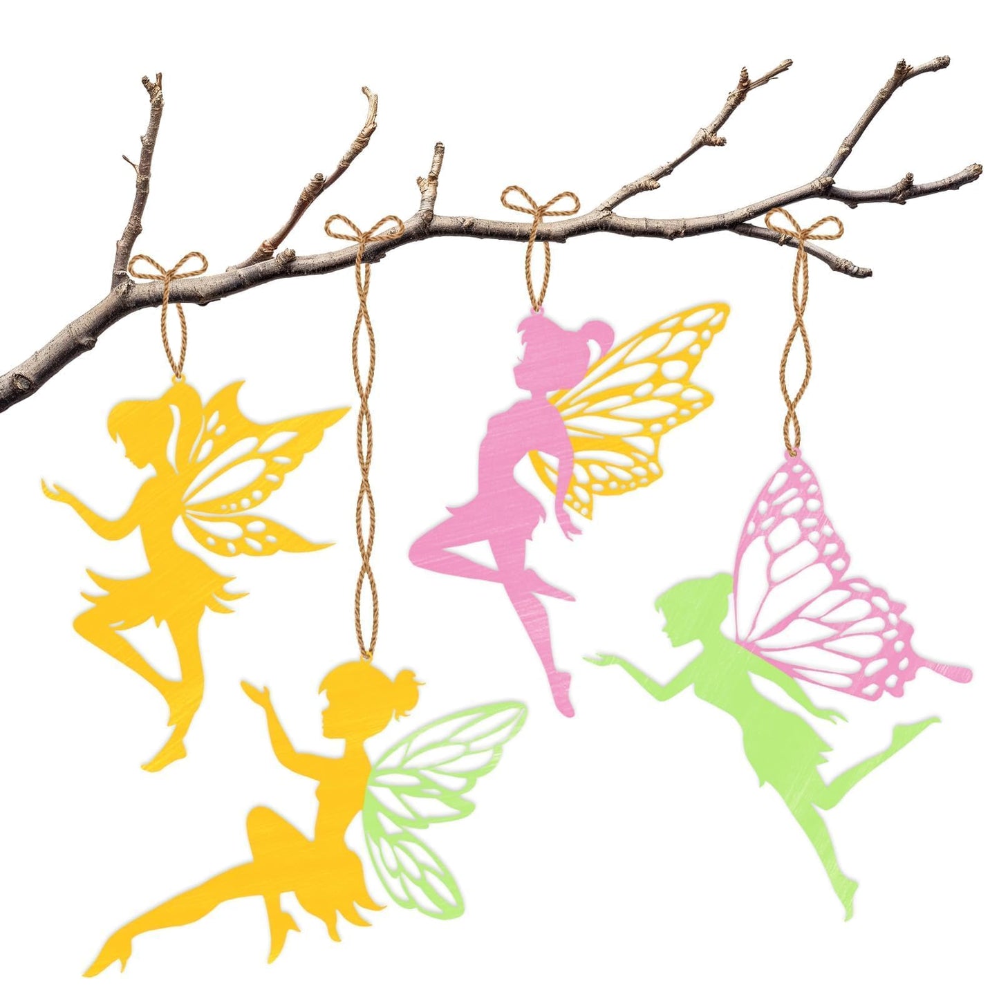 BOIKOKY 12 Pack Pre-Packaged Fairy Party Favors, Wooden Fairy Cutouts with Hanging Hole & Painting Kits for Girls, Magical DIY C